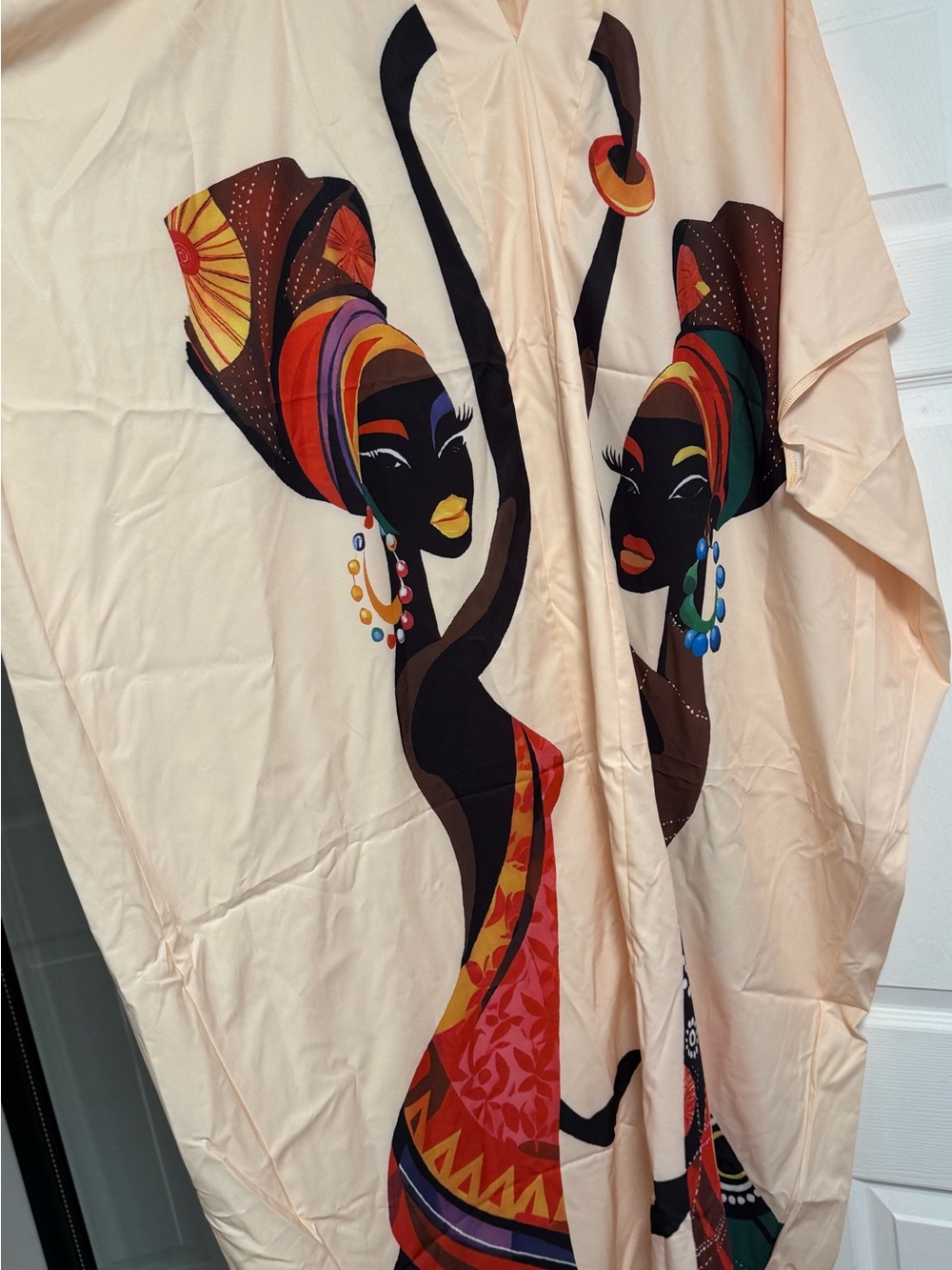 SHEIN Cream Maxi Kaftan with Colorful African-Inspired Print - Picture 4 of 6